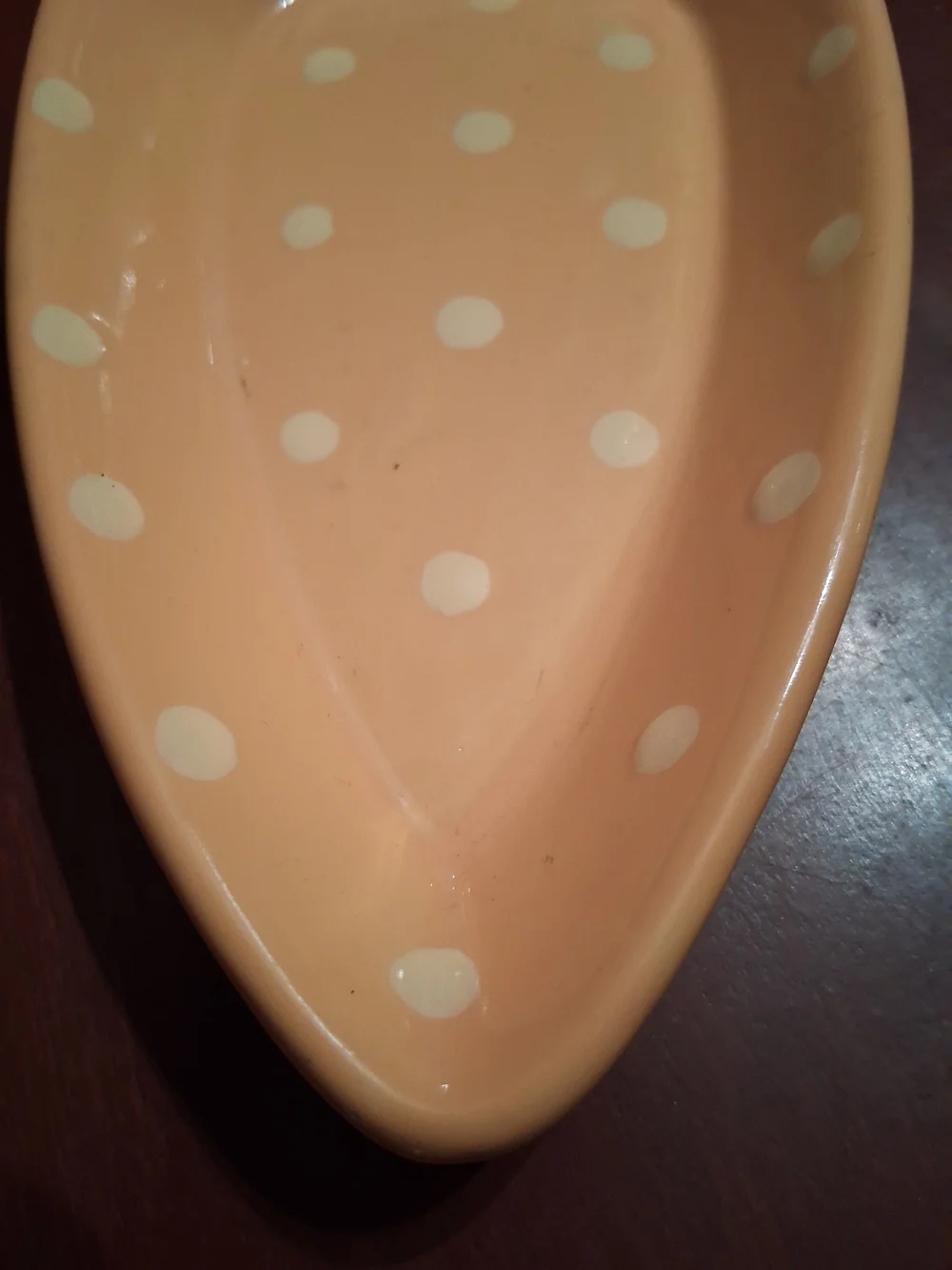 Hallmark Orange Polka Dot Ceramic Carrot Dish with Green Top